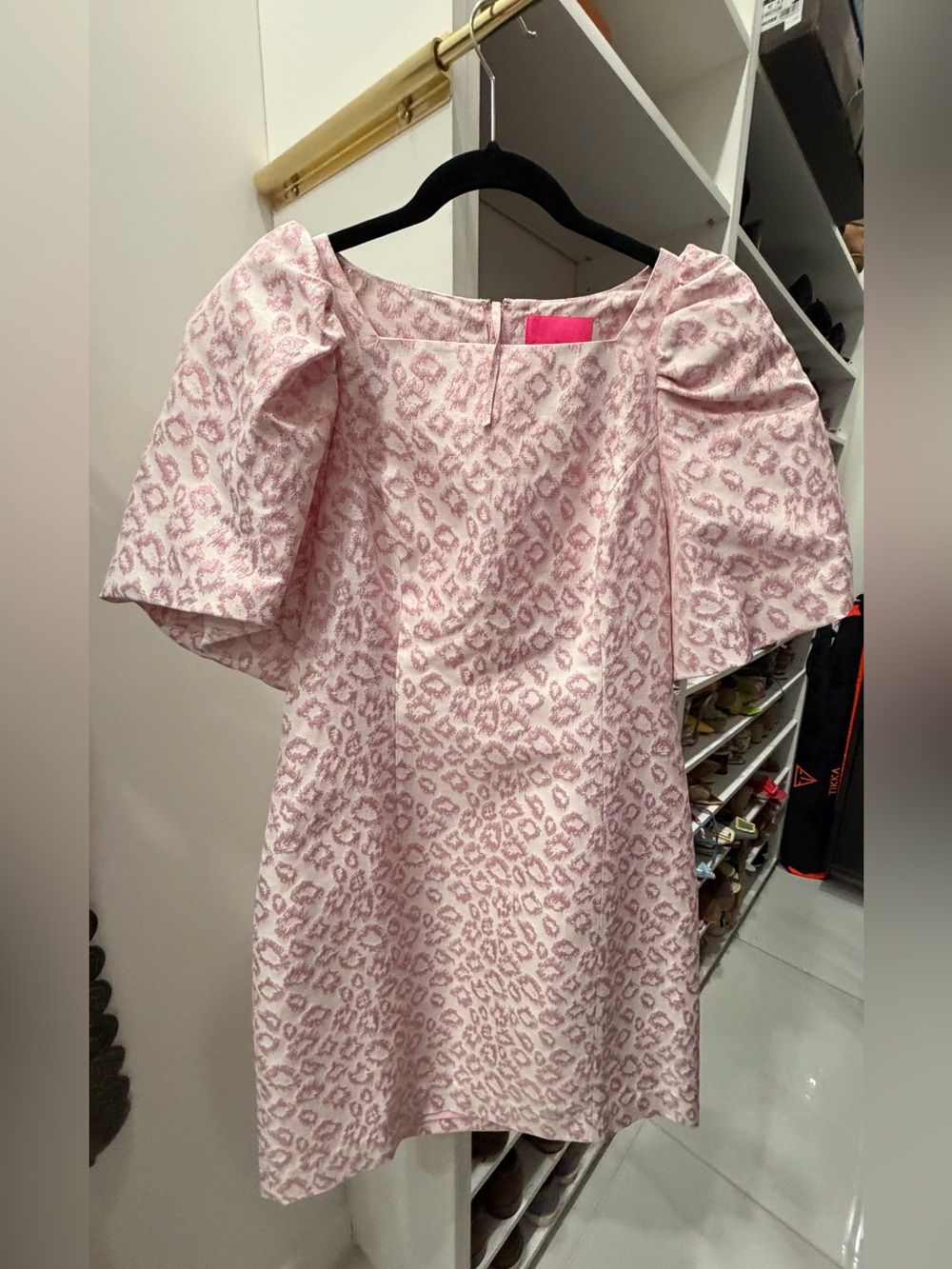 Lilly Pulitzer Light Pink Jacquard Puff Sleeve Mini Dress